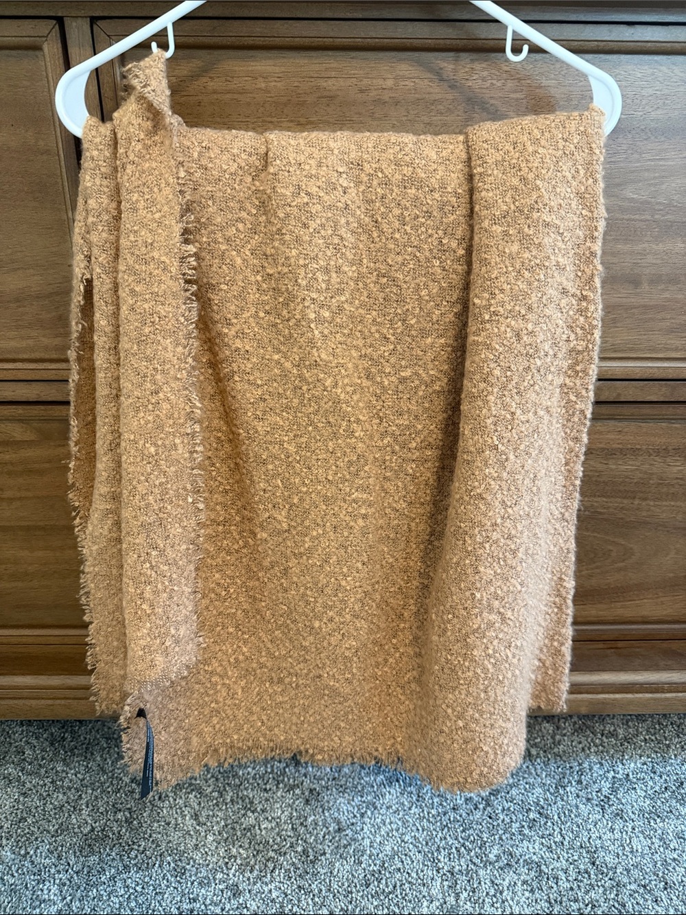 Cozy Camel Bouclé Wrap Scarf